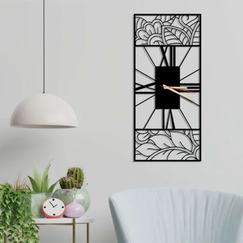 Floral Roman Rectangular - Rectangle Wall Clock Decor