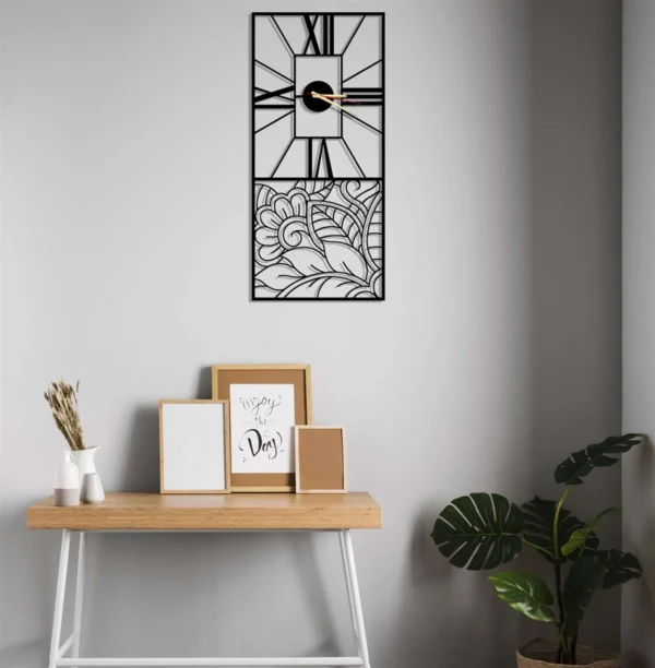 Floral Accent Roman - Rectangle Wall Clock Decor