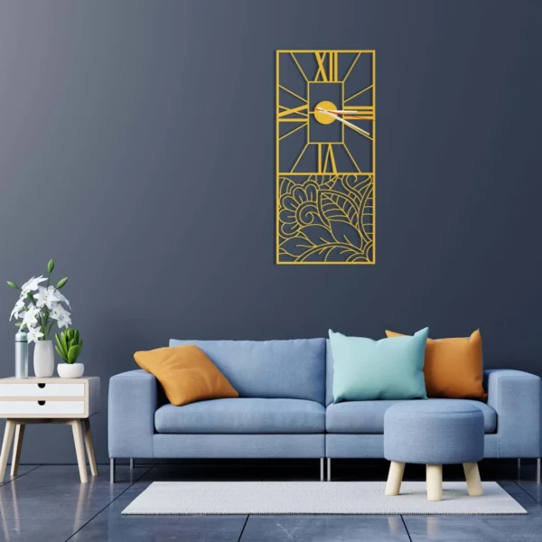 Floral Accent Roman - Rectangle Wall Clock Decor