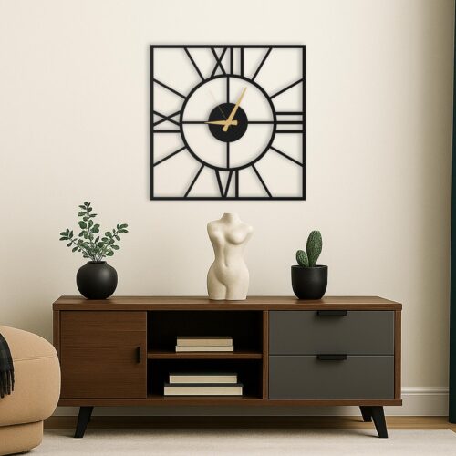Roman Circle Frame- Unique Modern Square Wall Clock