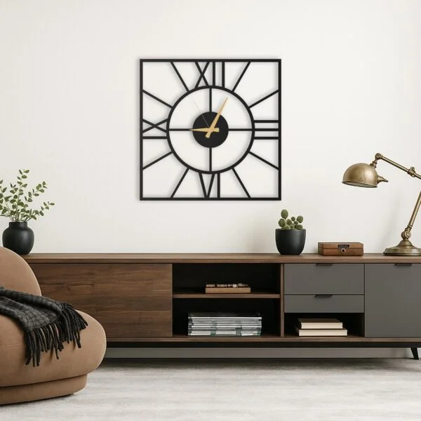 Roman Circle Frame- Unique Modern Square Wall Clock