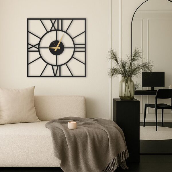 Roman Circle Frame- Unique Modern Square Wall Clock
