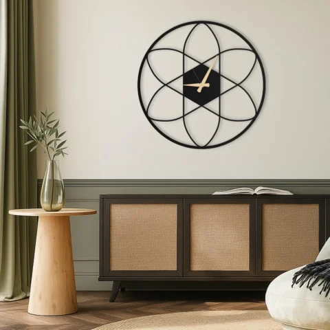 Lotus Orbit Clock - Modern Round Wall Clock