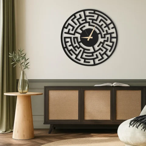 Maze Large Unique Clock - Modern Round Wall Clock
