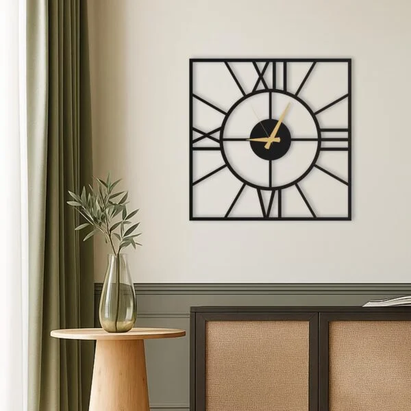 Roman Circle Frame- Unique Modern Square Wall Clock