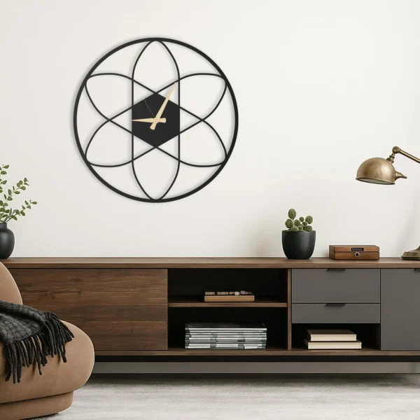 Lotus Orbit Clock - Modern Round Wall Clock