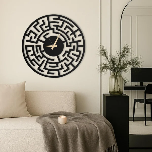 Maze Large Unique Clock - Modern Round Wall Clock